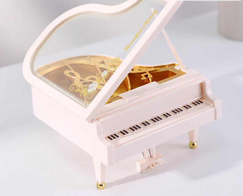 Classical Grand Piano Music Box with Dancing Ballerina(Regular version - white)