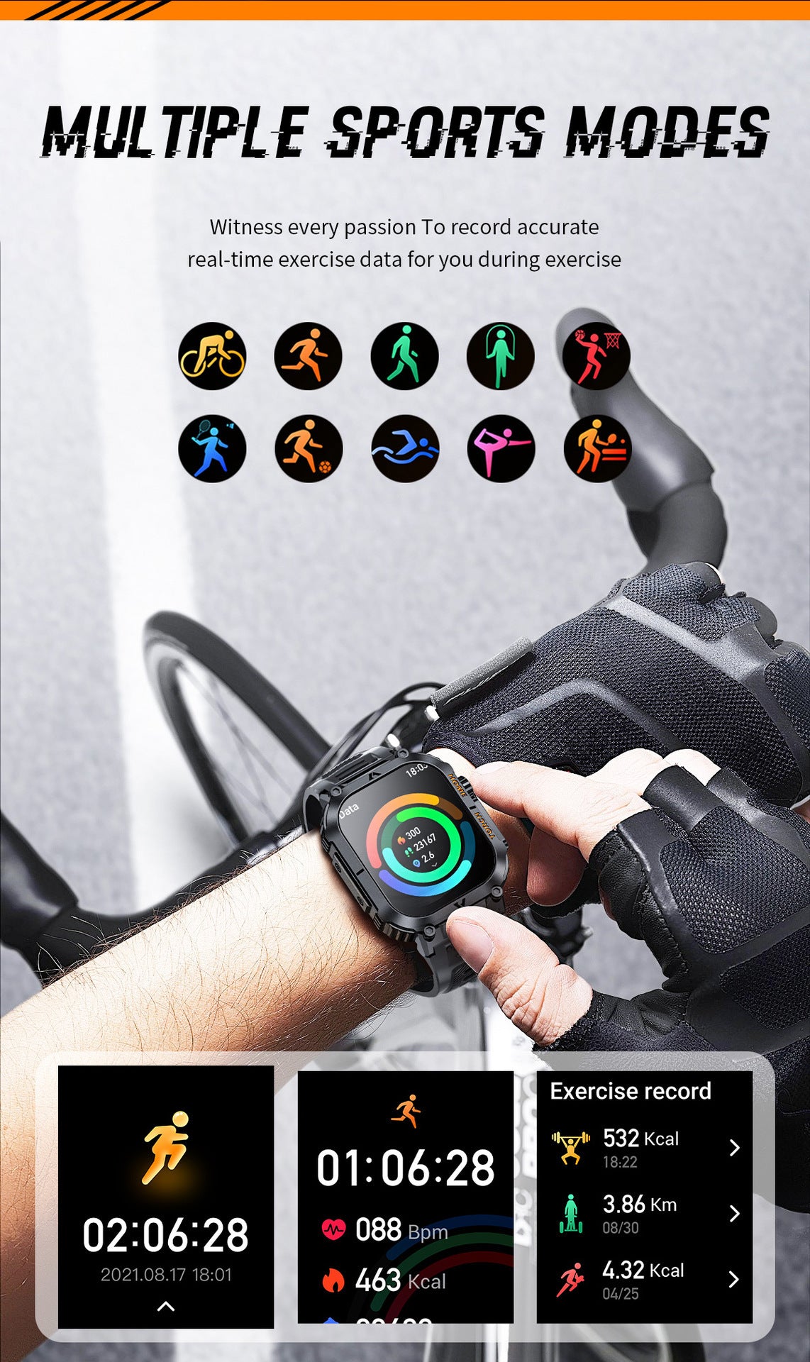 Smartwatch with Flashlight, Compass & Wireless Calling - Health & Fitness Tracker(Black silicone with black case)