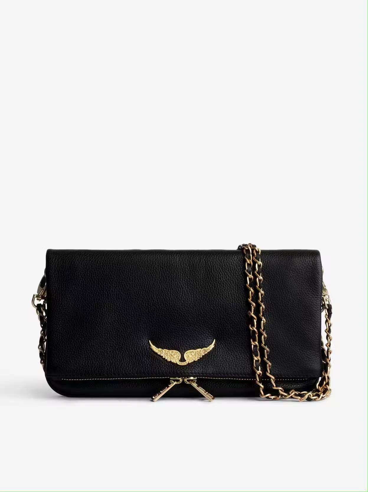Chic Quilted Leather Crossbody Bag with Chain Strap & Tassel Detail(Golden black without tassels)