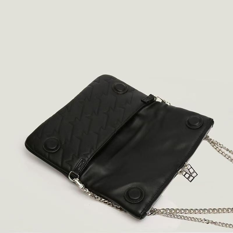 Chic Quilted Leather Crossbody Bag with Chain Strap & Tassel Detail(Golden black without tassels)