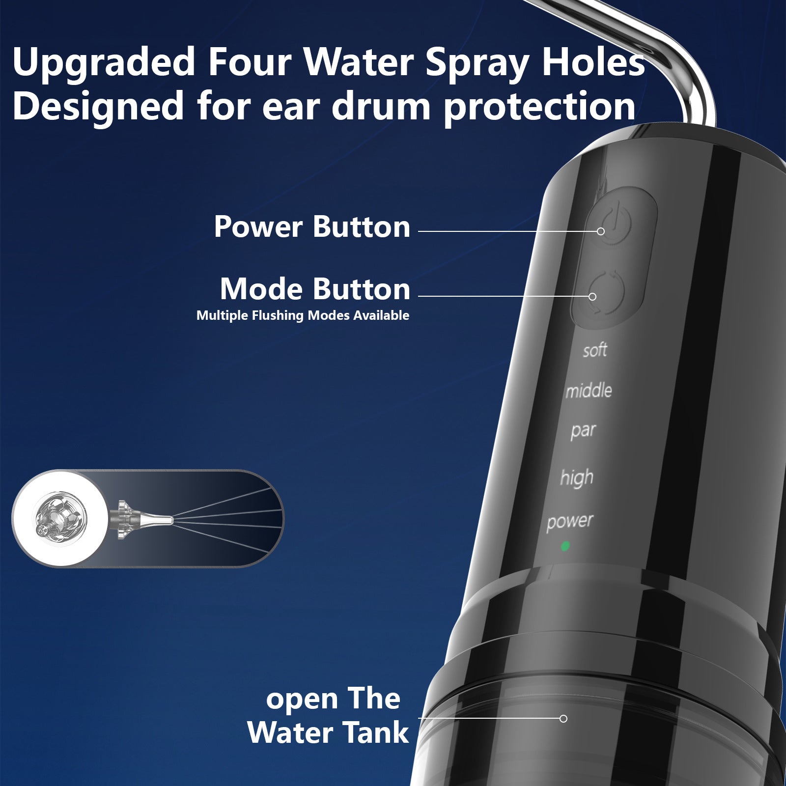 Electric Ear Wax Removal Kit & Nasal Irrigator - 4 Modes, IPX7 Waterproof(black)