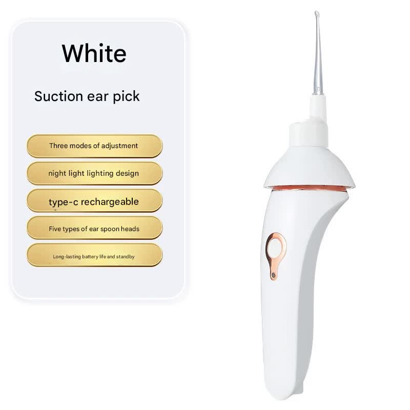 Electric Ear Wax Suction Cleaner - 3 Modes, LED Light, 5 Soft Tips(white)
