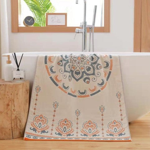 Premium Cartoon Animal Print Gauze Bath Towel - 70x140cm, Soft, Absorbent(Sun God 70*140)