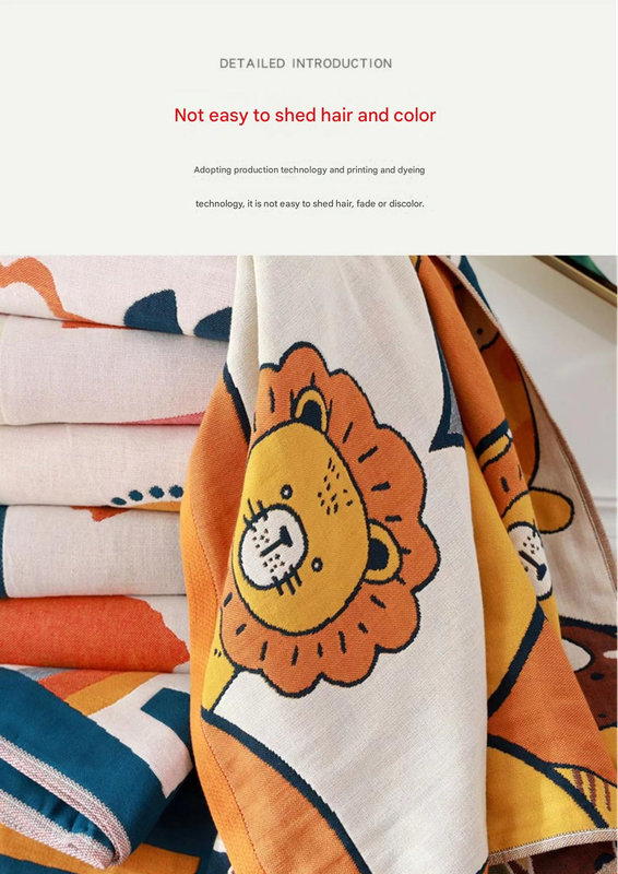 Premium Cartoon Animal Print Gauze Bath Towel - 70x140cm, Soft, Absorbent(Oracle Green 70*140)