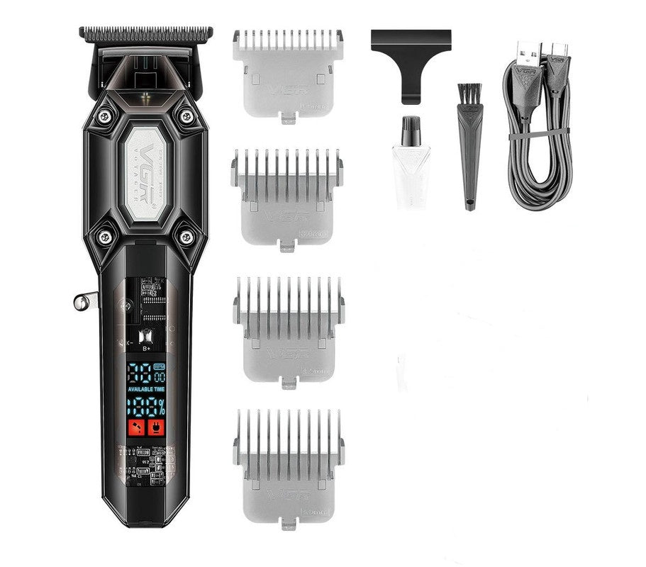 Professional Hair Clipper & Trimmer Kit - LED Display, USB Rechargeable(black)