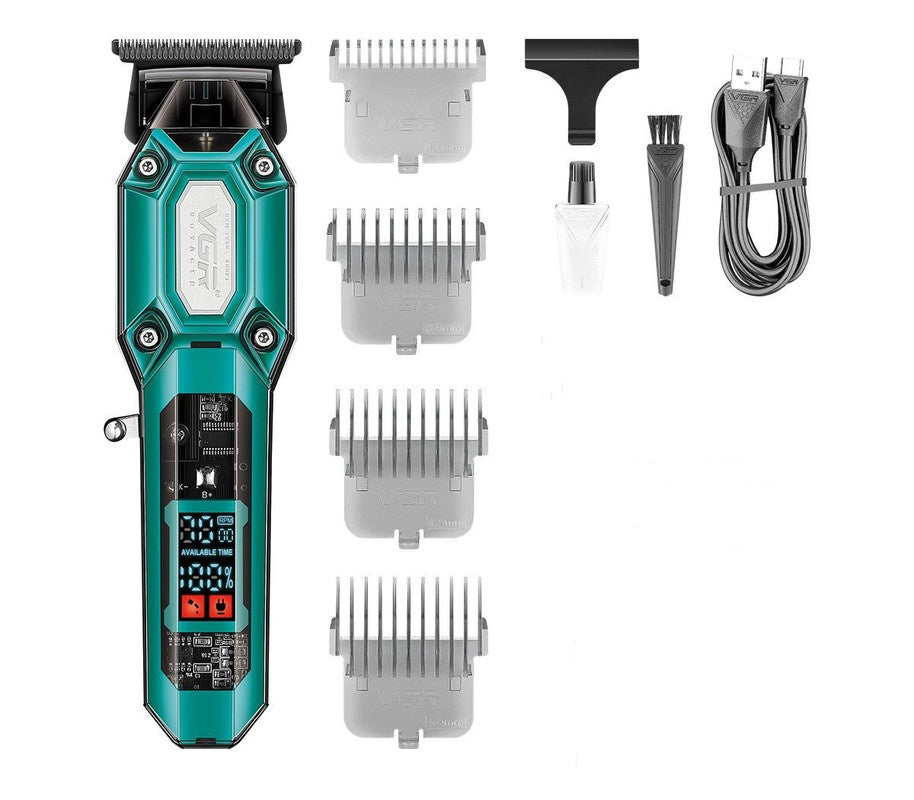 Professional Hair Clipper & Trimmer Kit - LED Display, USB Rechargeable(green)