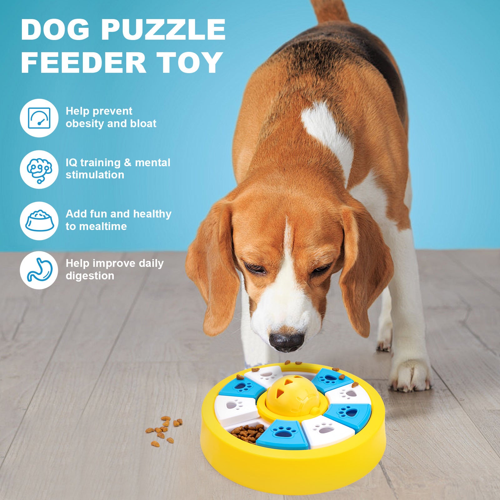 Interactive Dog Puzzle Feeder Toy - Slow Feeder for IQ Training & Mental Stimulation(yellow)