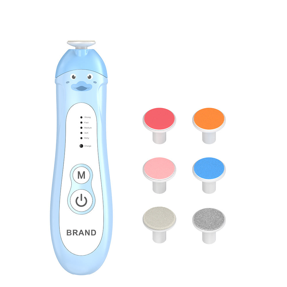 Baby & Adult Electric Nail Trimmer Kit - 6 Heads, 5 Speeds, 360deg Rotation, with Storage Case(Blue)