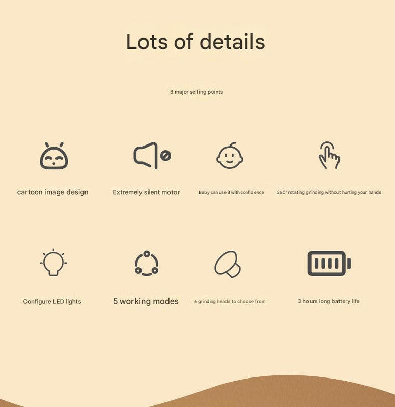 Baby & Adult Electric Nail Trimmer Kit - 6 Heads, 5 Speeds, 360deg Rotation, with Storage Case(Blue)