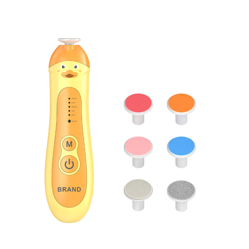 Baby & Adult Electric Nail Trimmer Kit - 6 Heads, 5 Speeds, 360deg Rotation, with Storage Case(Orange)