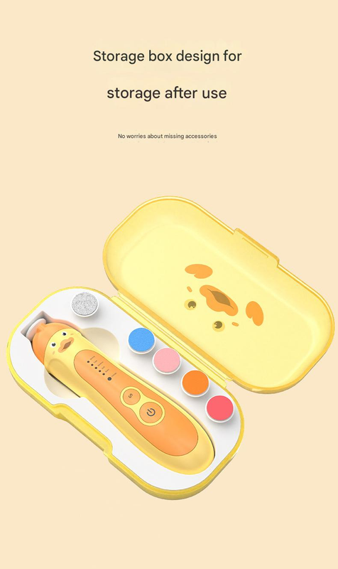 Baby & Adult Electric Nail Trimmer Kit - 6 Heads, 5 Speeds, 360deg Rotation, with Storage Case(Orange)