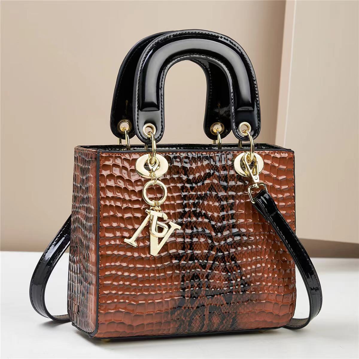Chic Embossed Pattern Top Handle Bag - PU Leather Satchel with Detachable Shoulder Strap(Earthy Yellow)