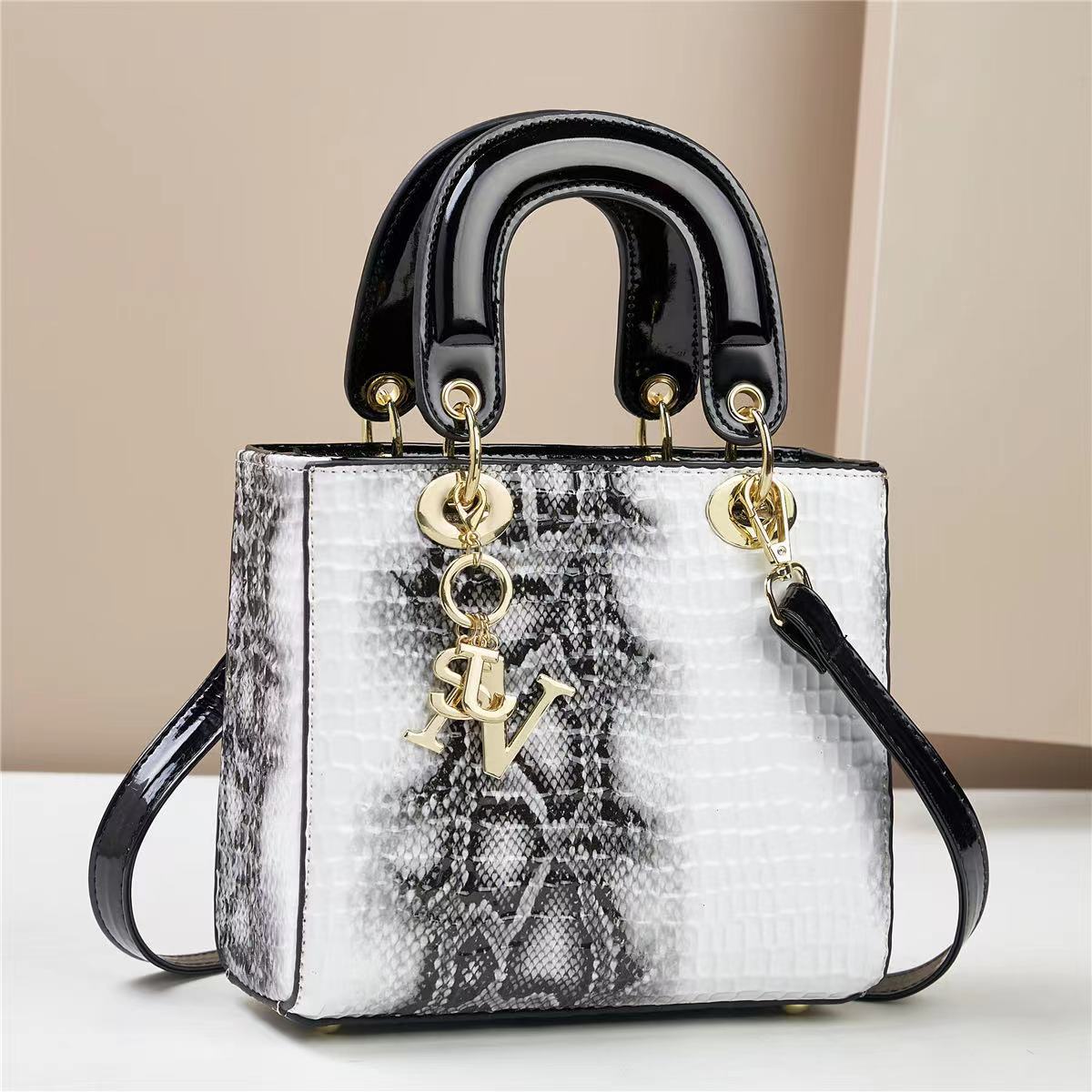 Chic Embossed Pattern Top Handle Bag - PU Leather Satchel with Detachable Shoulder Strap(white)