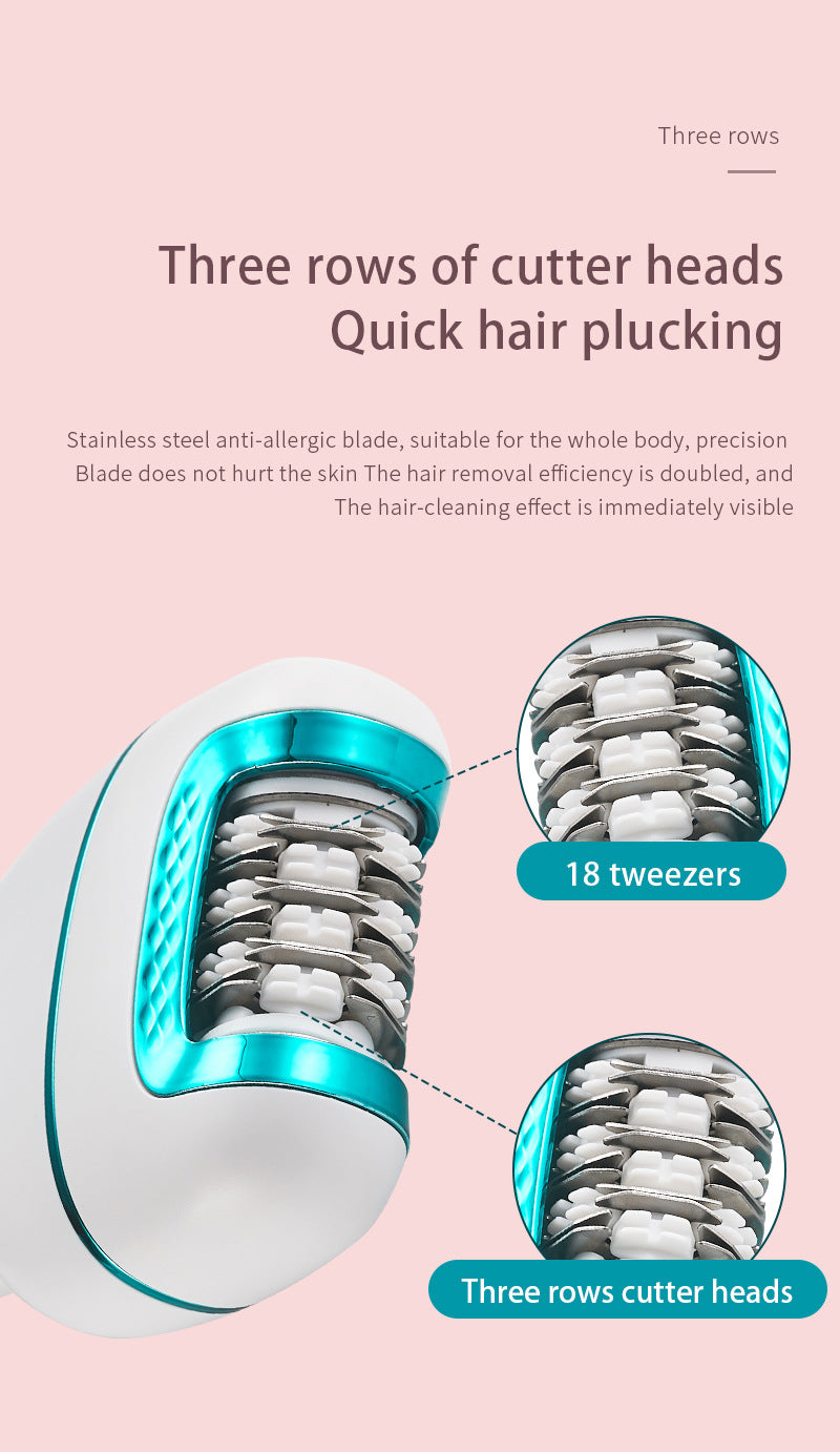 3-in-1 Ladies Electric Epilator, Shaver & Callus Remover with LED Display - Rechargeable & Waterproof(Gray)