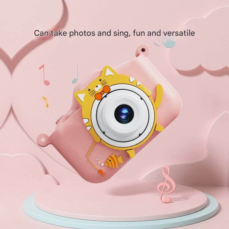 Digital Camera with Cute Cat Silicone Case - Dual Lens, 96MP, HD Screen & Music Playback(yellow)