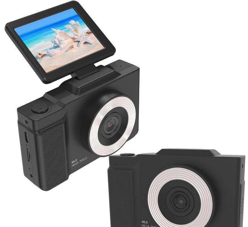 48MP Student Digital Camera with 180 Flip Screen & 3-Setting Fill Light(black)