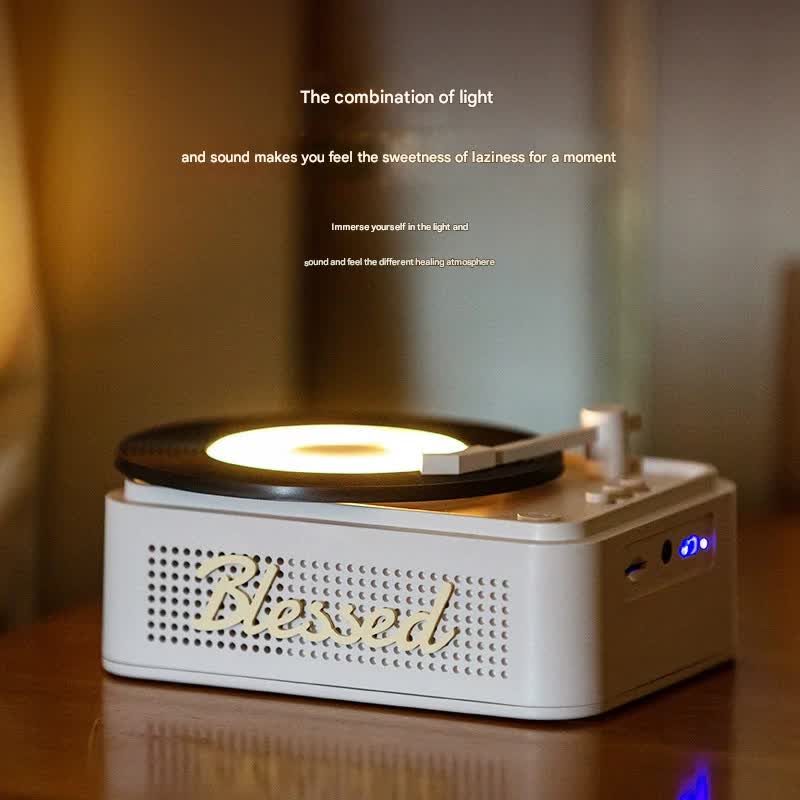 Retro Vinyl Bluetooth Speaker with Ambient Night Light - TF Card & AUX Support(pink)