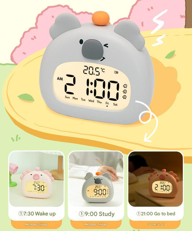 Cute Animal Digital Alarm Clock with Night Light, Temperature & Countdown Timer(Brown Capybara)