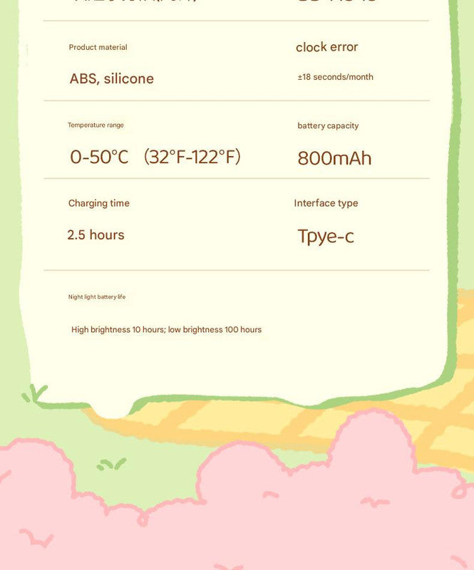 Cute Animal Digital Alarm Clock with Night Light, Temperature & Countdown Timer(Brown Capybara)