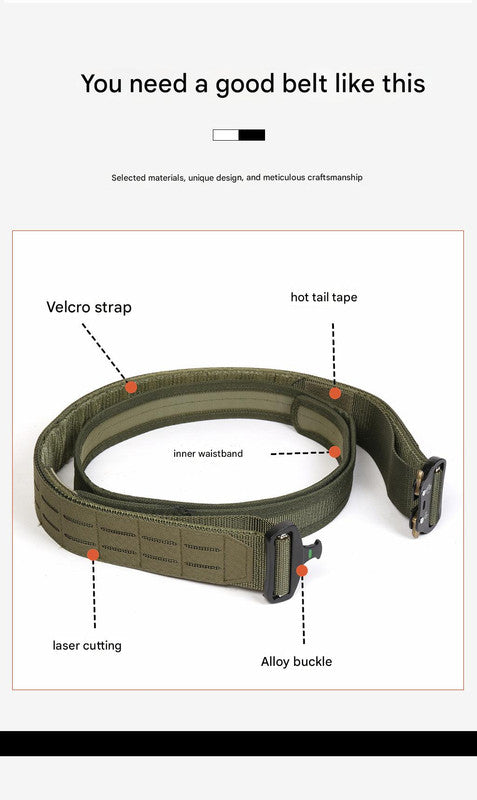 Dual Layer Quick Release Tactical Belt - Attachment System, Alloy Cobra Buckle, Adjustable Nylon(black)