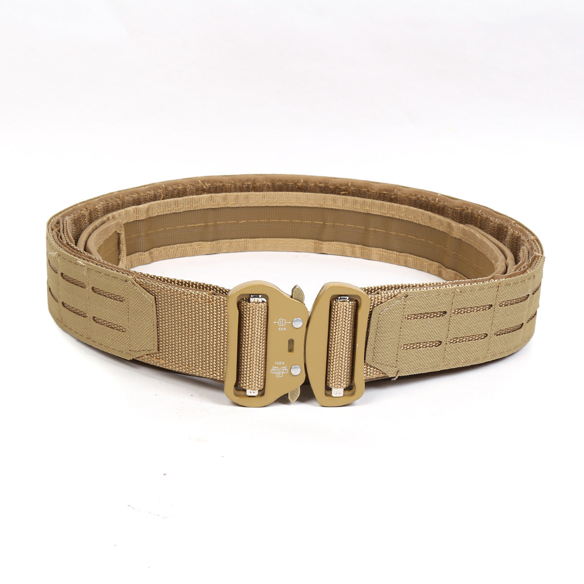 Dual Layer Quick Release Tactical Belt - Attachment System, Alloy Cobra Buckle, Adjustable Nylon(Khaki)