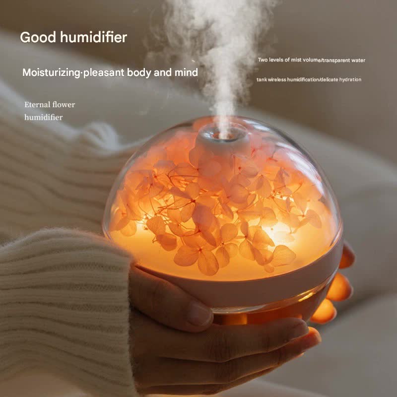Eternal Flower Wireless Humidifier & Night Light - 270ml, 800mAh Rechargeable, Quiet Operation(pink)