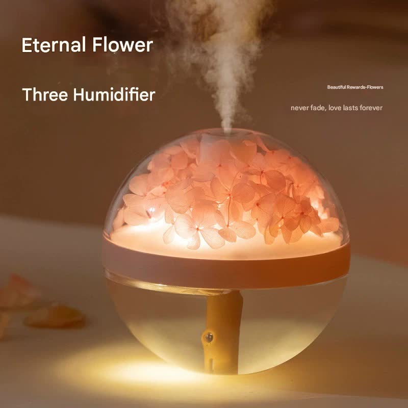 Eternal Flower Wireless Humidifier & Night Light - 270ml, 800mAh Rechargeable, Quiet Operation(blue)