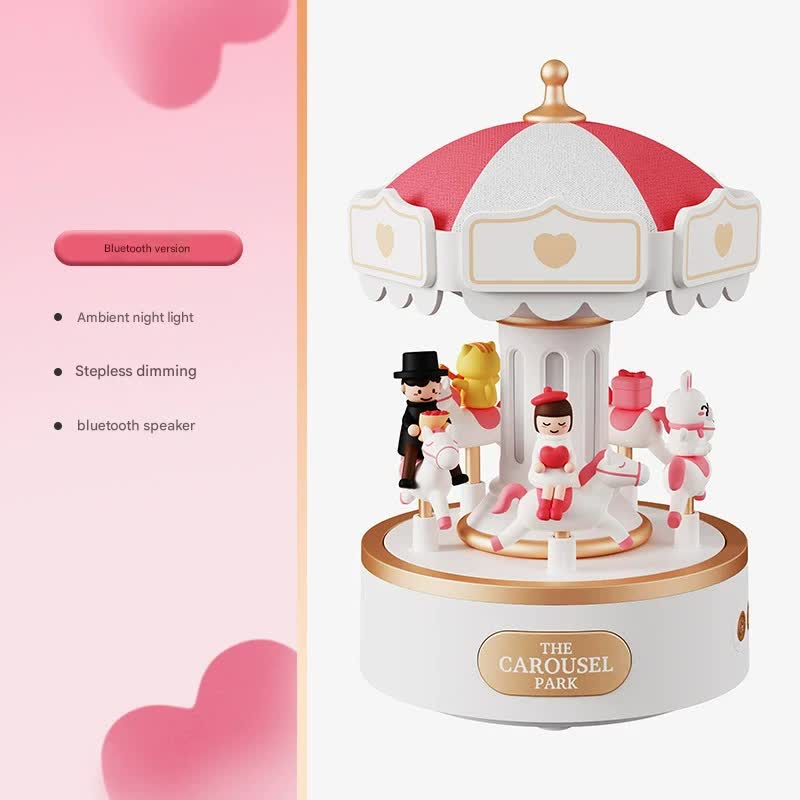 Romantic Carousel Music Box with Bluetooth Speaker & Dimmable Night Light(Sweet Dream Girl)