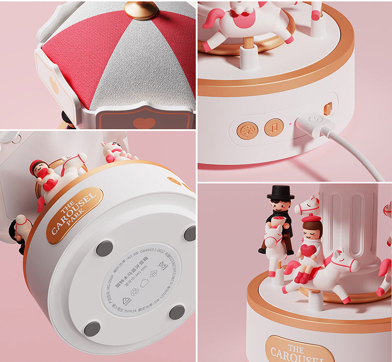 Romantic Carousel Music Box with Bluetooth Speaker & Dimmable Night Light(Christmas Edition)