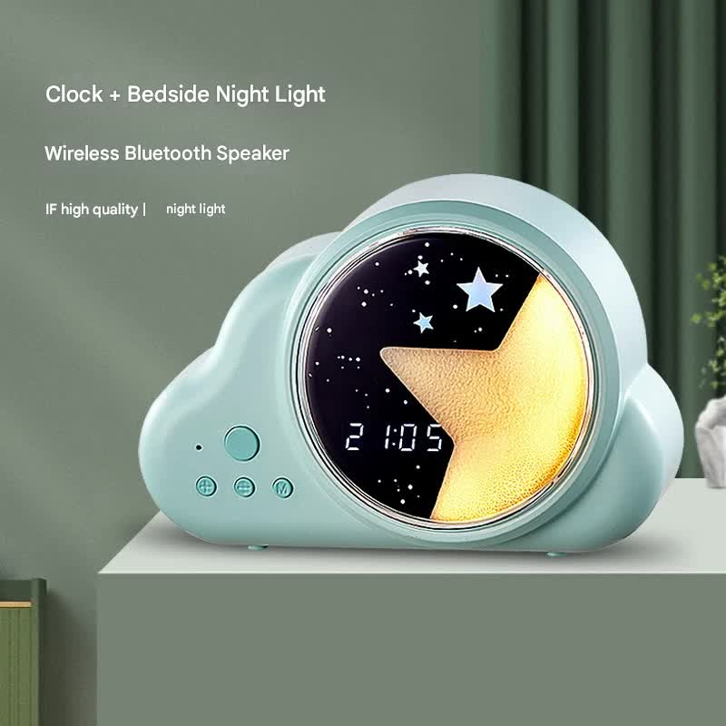 3-in-1 Retro Cloud Alarm Clock with Bluetooth Speaker & Starry Night Light - USB Rechargeable(pink)