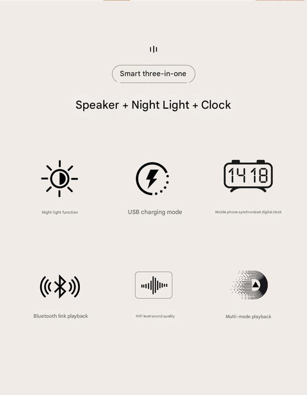 3-in-1 Retro Cloud Alarm Clock with Bluetooth Speaker & Starry Night Light - USB Rechargeable(Beige)