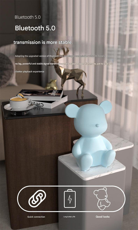 Adorable Cartoon Bear Bluetooth Speaker - Portable Wireless Audio with Long Battery Life & Stylish Design(Blue)