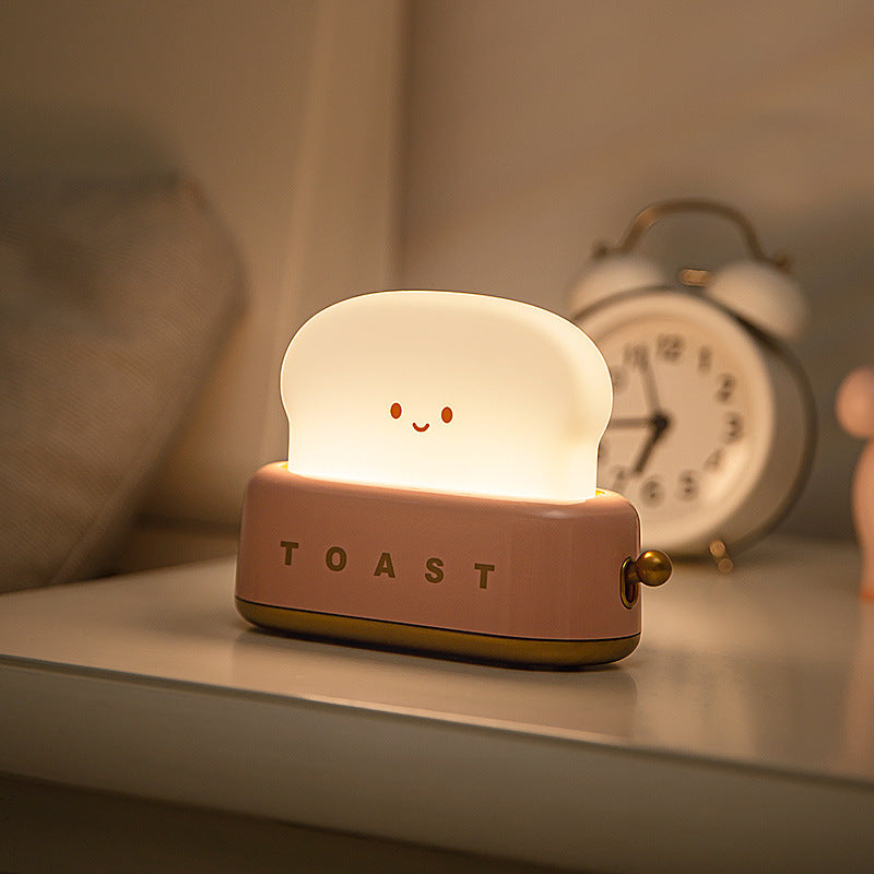 Adorable Toast-Shaped LED Night Light - Dimmable, Timer, USB-C Rechargeable, Long Battery Life(Yellow)