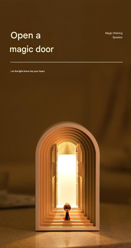 Magic Wishing Door LED Night Light & Bluetooth Speaker - Stepless Dimming, USB-C Rechargeable(White)