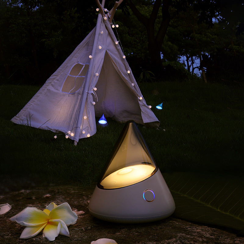Cone Shaped Atmosphere Night Light - 4 Light Modes, Dimmable, USB-C Rechargeable(blue)