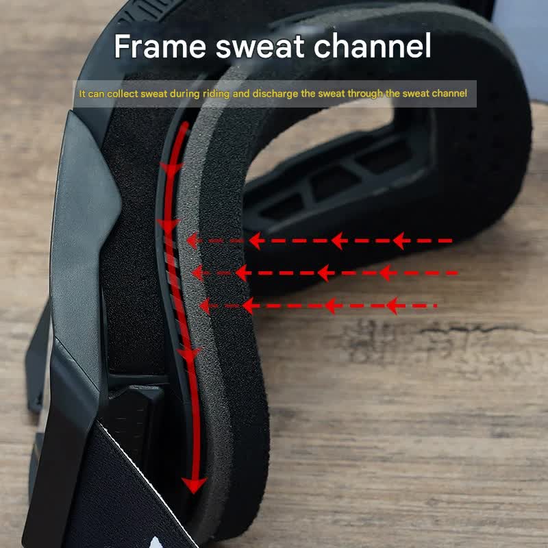 Professional Motocross & Ski Goggles - HiPER Lens, TPU Frame(Black frame with white belt and blue lens)