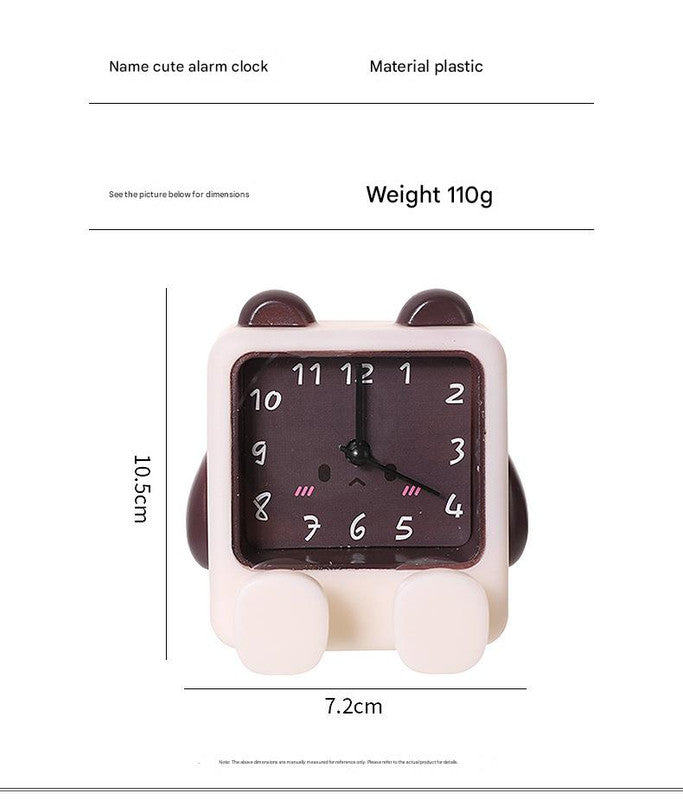 Adorable Cartoon Animal Alarm Clock - Silent Quartz Movement, Loud Alarm, Battery Operated(White Brown)