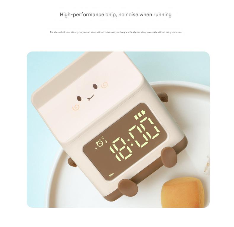 Cute Milk Carton Digital Alarm Clock with Countdown Timer & Snooze - USB-C Rechargeable(Brown)