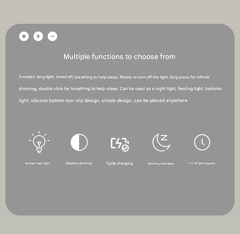 Cylindrical LED Night Light with Timer & Stepless Dimming - USB-C Rechargeable, 1200mAh Battery(Red)