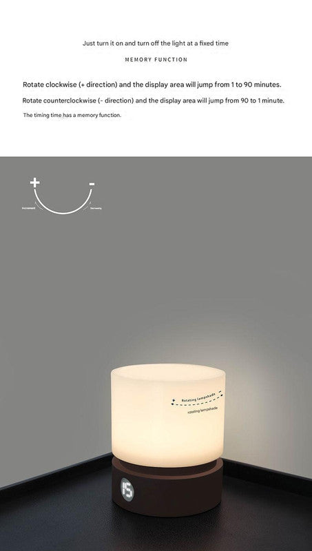 Cylindrical LED Night Light with Timer & Stepless Dimming - USB-C Rechargeable, 1200mAh Battery(Beech)