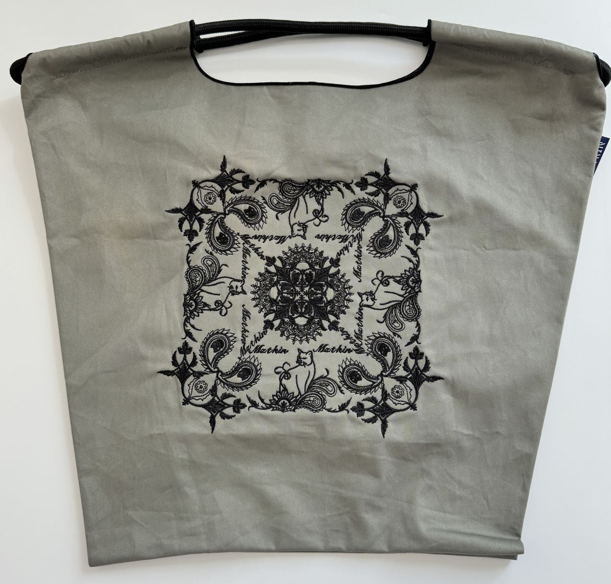 Printed Canvas Tote Bag - Water-Resistant, Large Capacity Shoulder Bag with Intricate Pattern(Dark grey cashew flower)