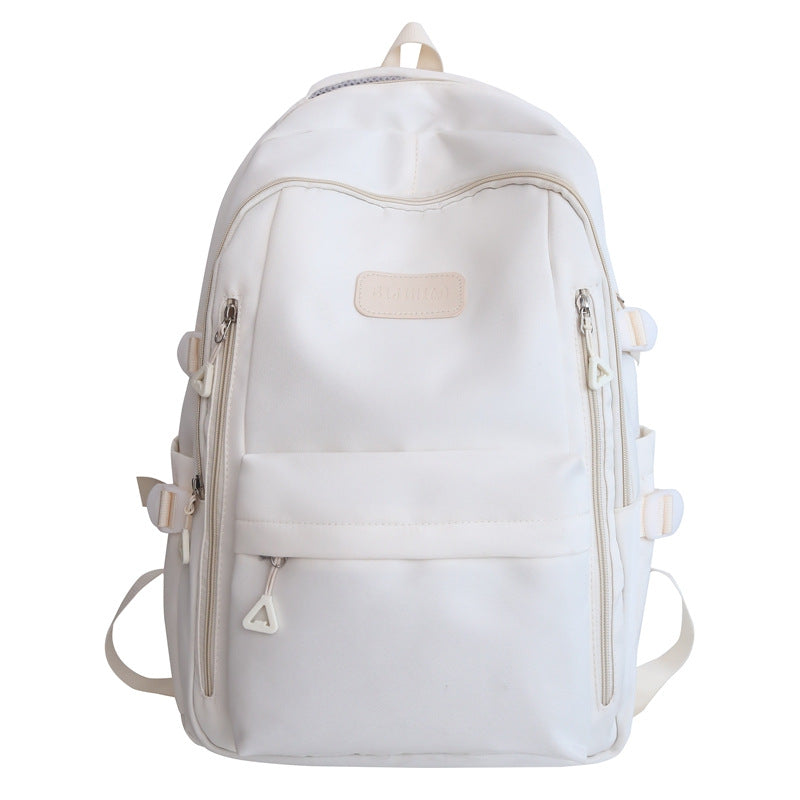 Large Capacity Nylon Backpack - Fits Tablet, A4 Magazines, Umbrella - Multiple Pockets & Adjustable Straps(white)