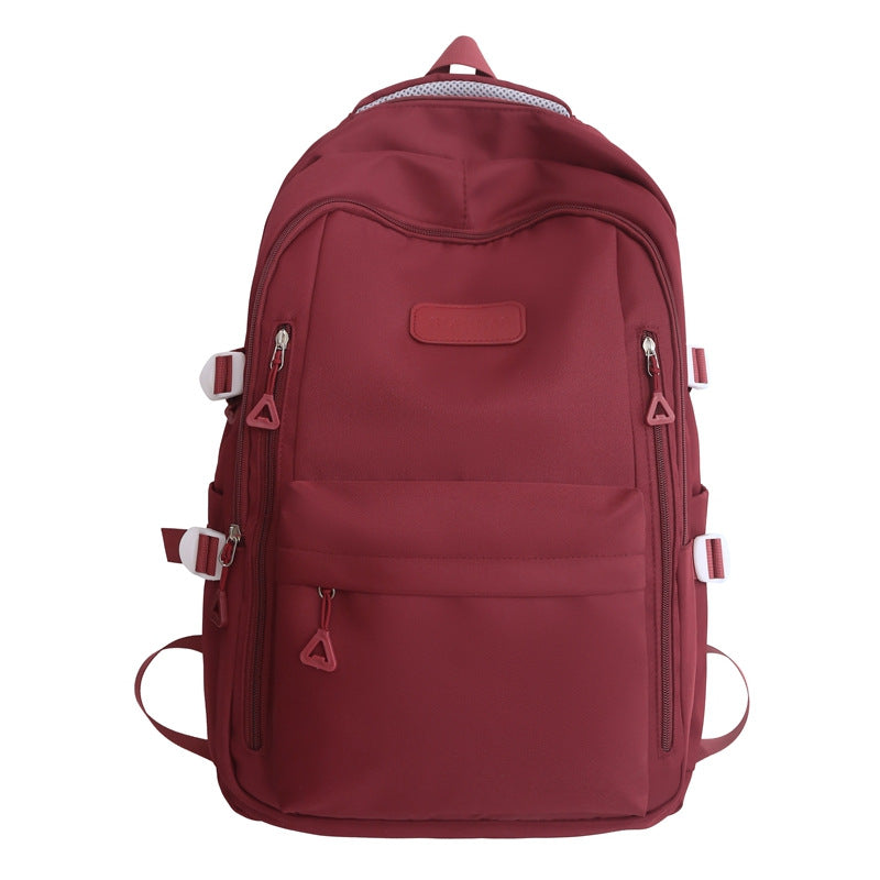 Large Capacity Nylon Backpack - Fits Tablet, A4 Magazines, Umbrella - Multiple Pockets & Adjustable Straps(red)