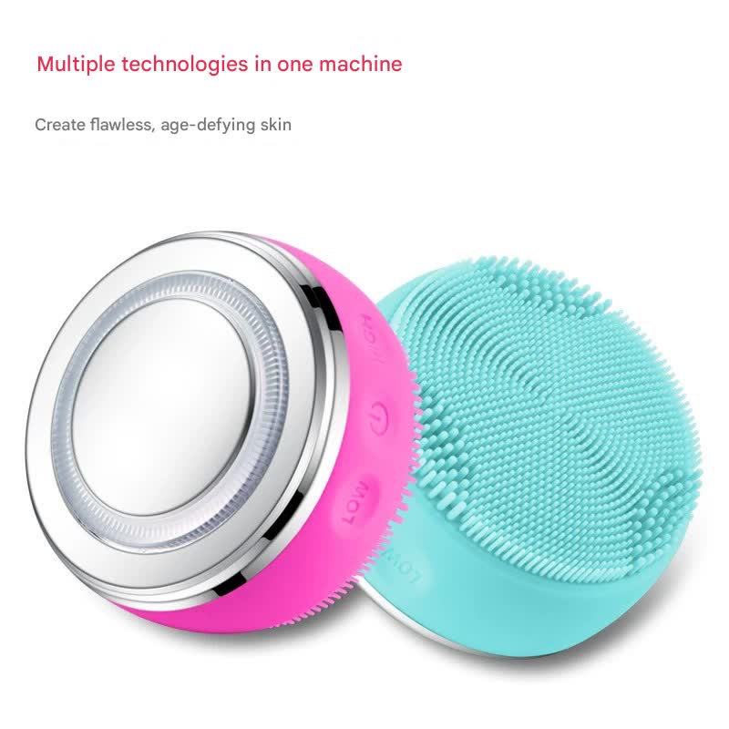 Multi-Spectrum LED Facial Cleansing & Massaging Device with Heat, Vibration & EMS(Red)