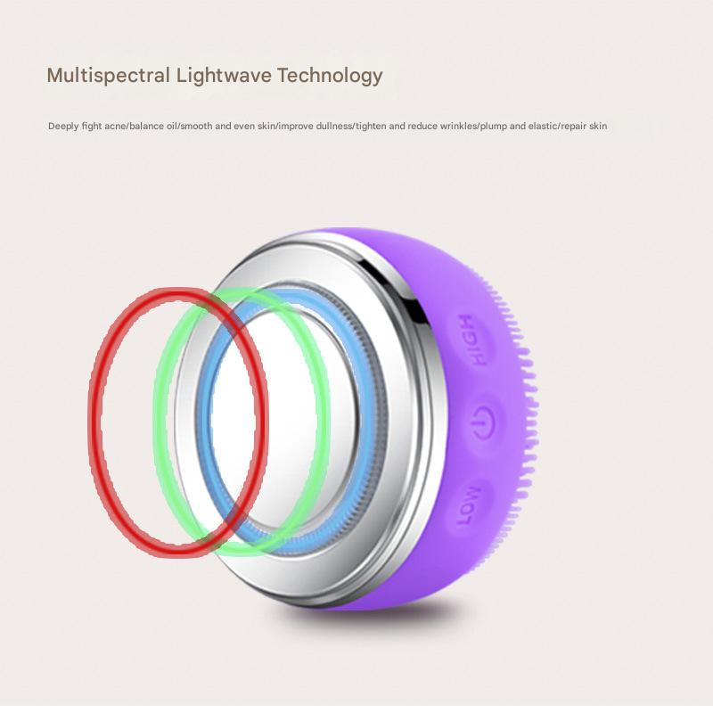 Multi-Spectrum LED Facial Cleansing & Massaging Device with Heat, Vibration & EMS(Red)