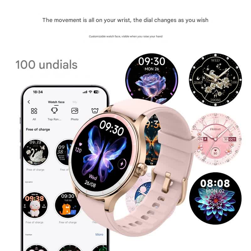 Elegant Smartwatch with 1.27" HD Display, Bluetooth Calling, 100+ Watch Faces & Sports Modes (pink)