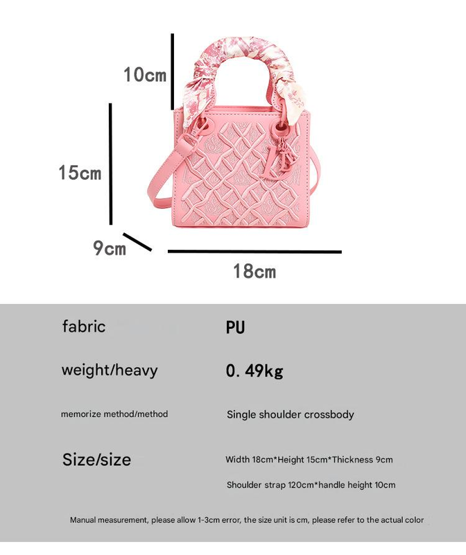 Elegant Embossed PU Leather Handbag with Scarf Detail - Versatile Top-Handle & Crossbody Bag(black)