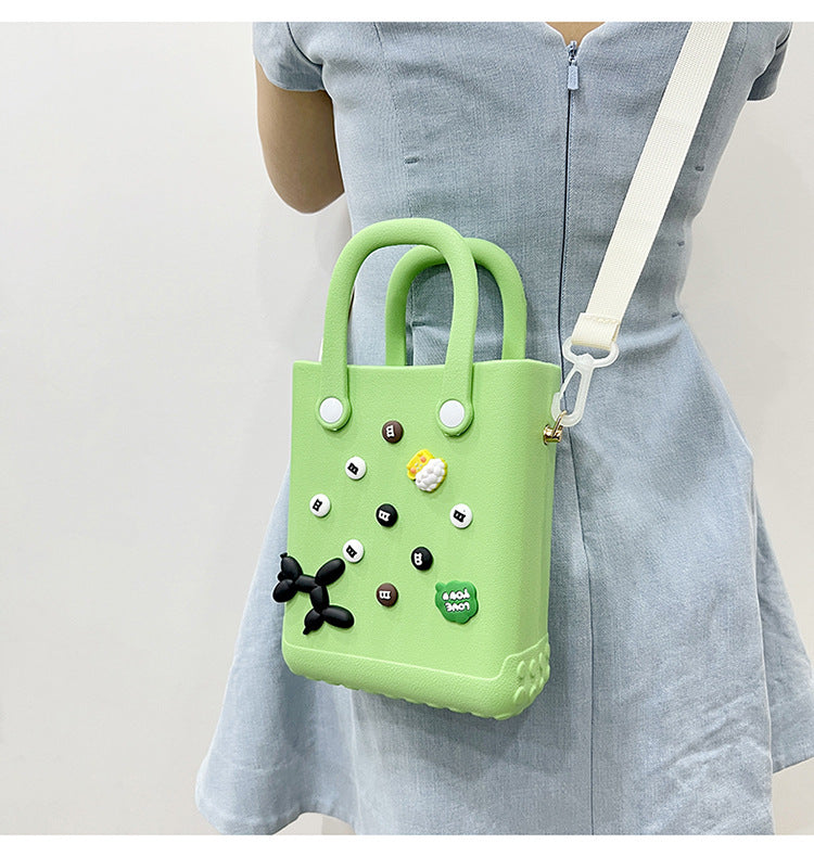 EVA Large Capacity Crossbody & Handbag - Customizable with Charms, Lightweight & Versatile,Orange (with DIY accessories)