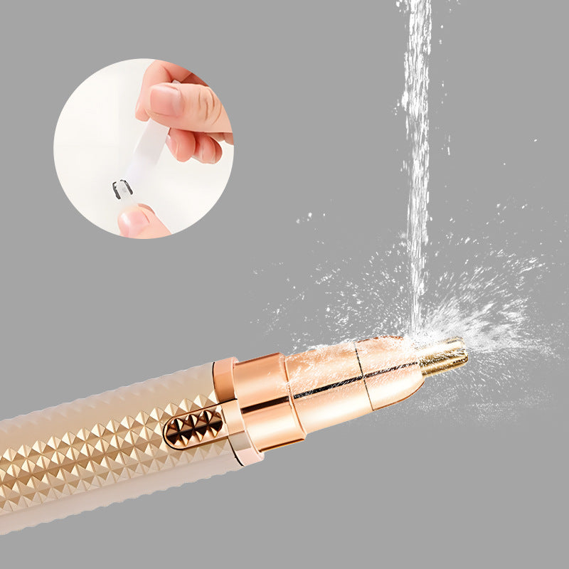 3-in-1 Rechargeable Electric Trimmer for Women - Nose, Eyebrow & Facial Hair Remover with Washable Heads & LED Light(red)