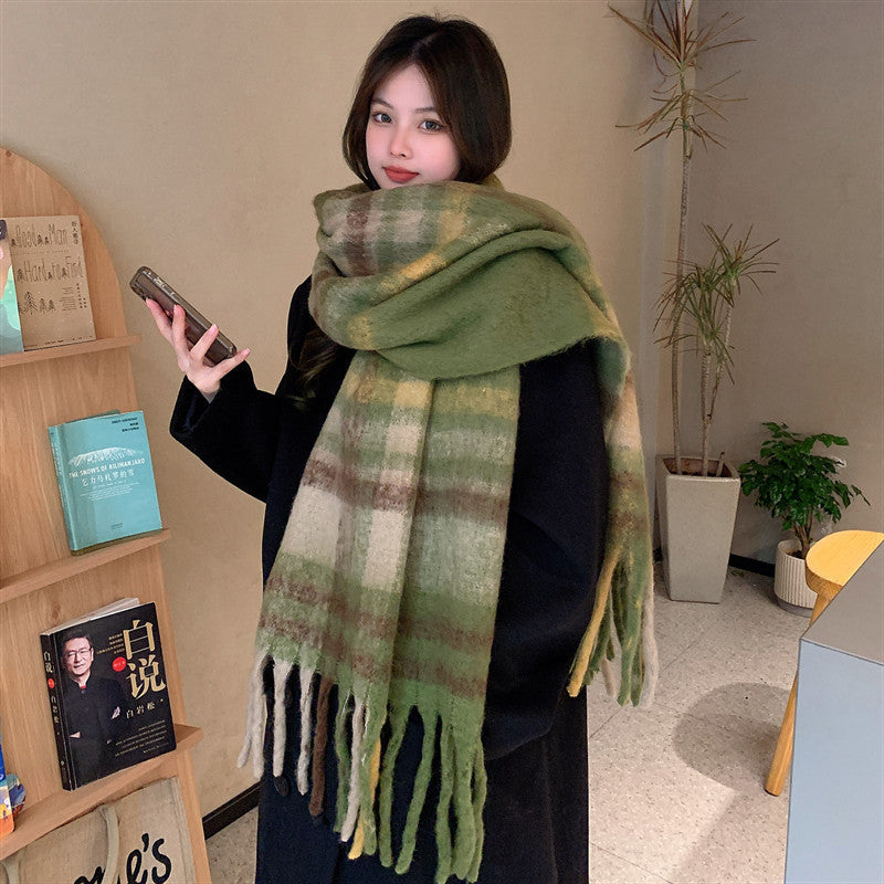 Military green Women's Fashion Plaid Scarf - Warm & Stylish Long Neck Warmer (220x40cm)
